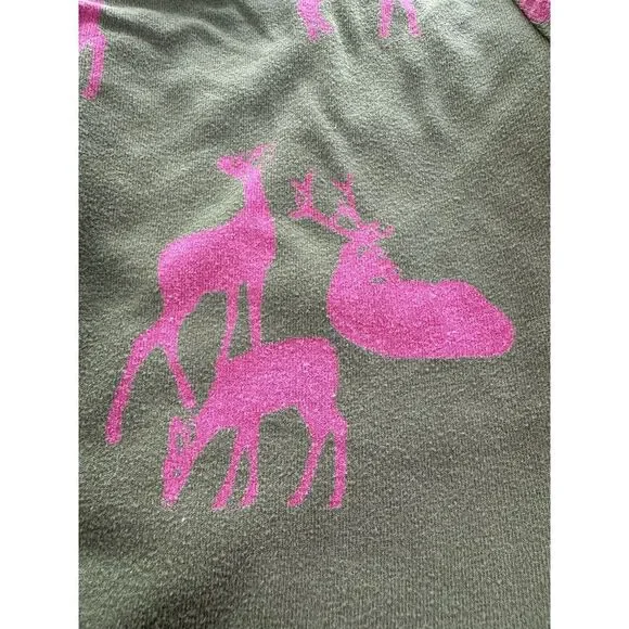 Boden Womens US 4 Oh Deer Jersey Dress Midi Knit Printed Novelty Green Pink - Picture 5 of 7
